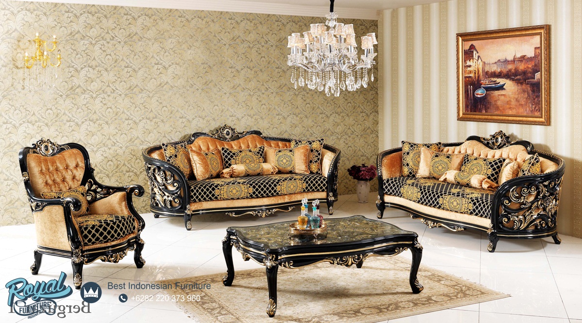 Set Sofa Tamu Jati Klasik Berza Kursi Mewah Model Terbaru Royal