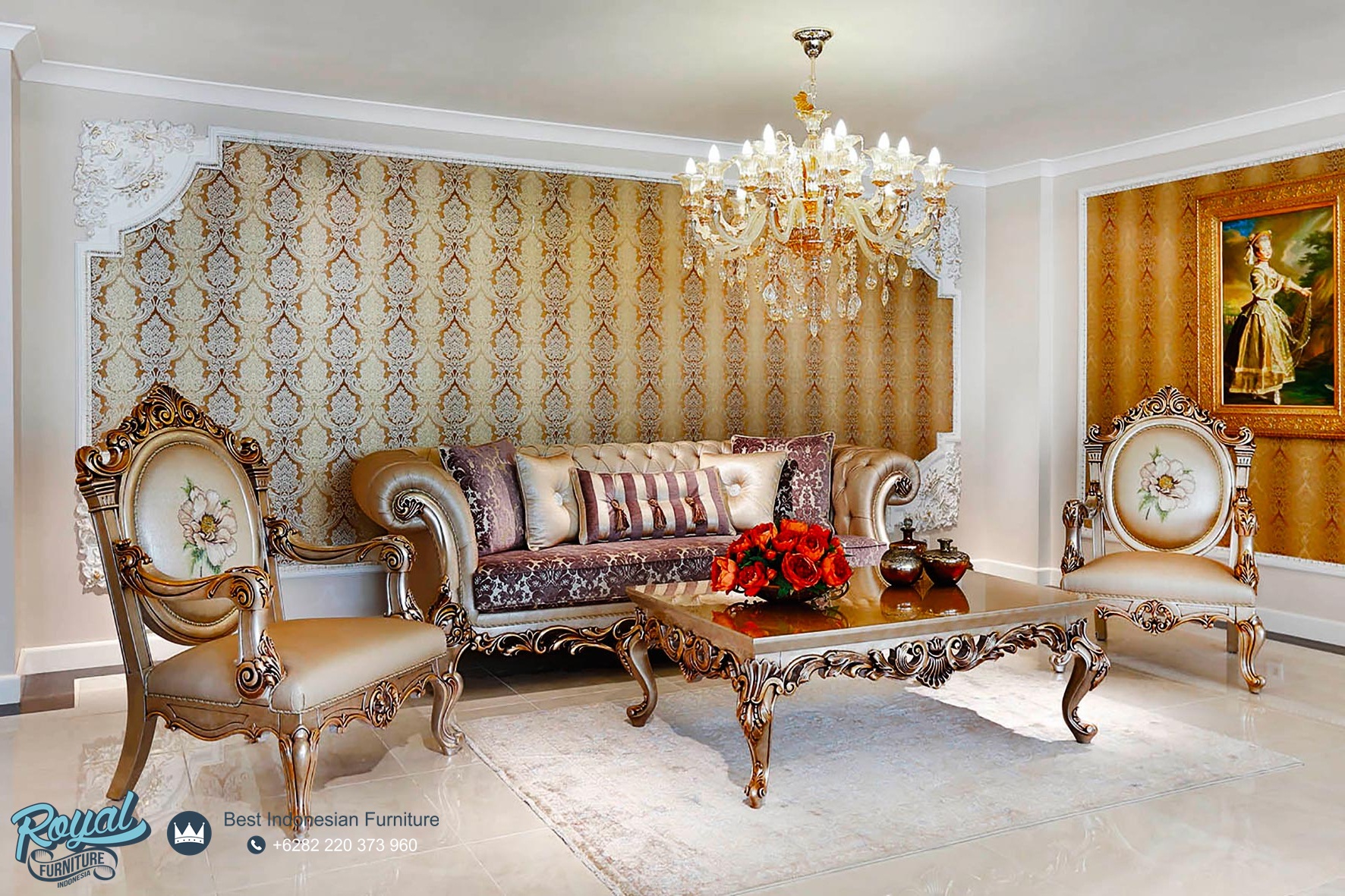 Set Sofa Tamu Mewah Klasik Chester Model Kursi Tamu Terbaru Royal