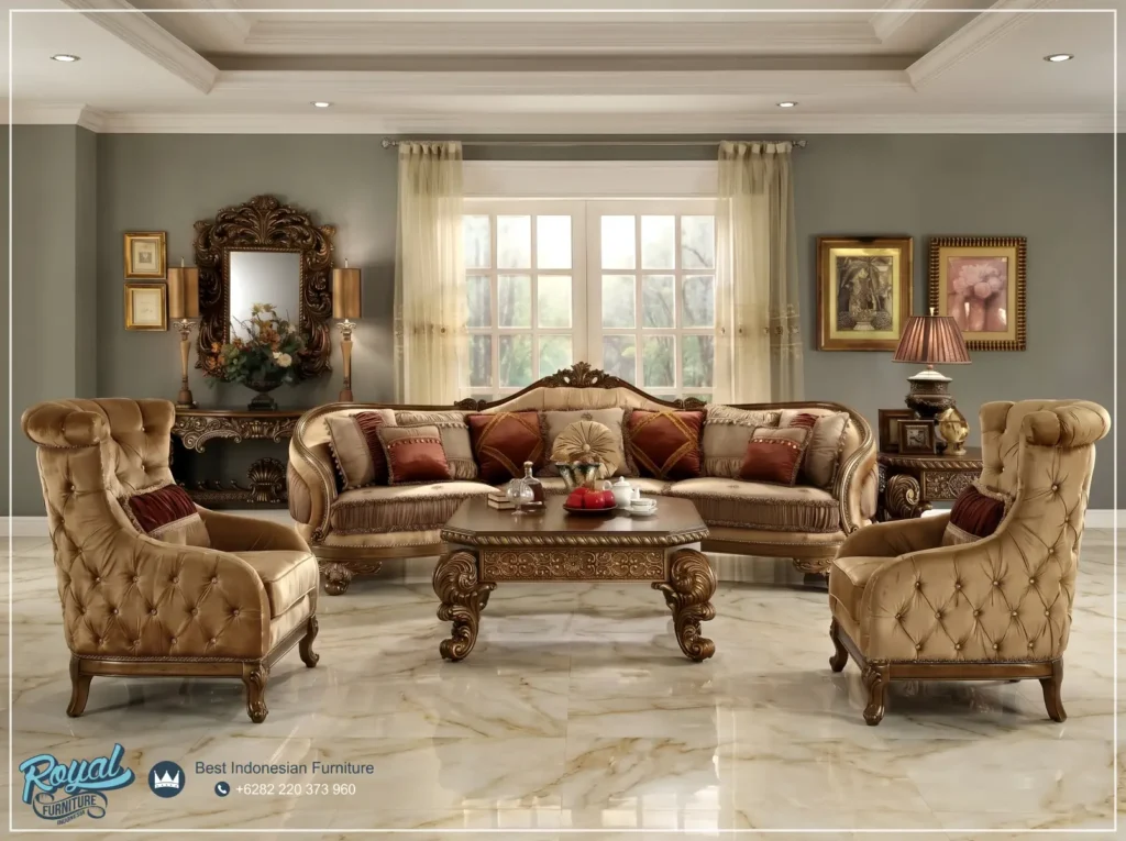 Set Sofa Tamu Mewah Ukiran Klasik Jepara Vienna Mansion Chair Terbaru Royal Furniture Jepara