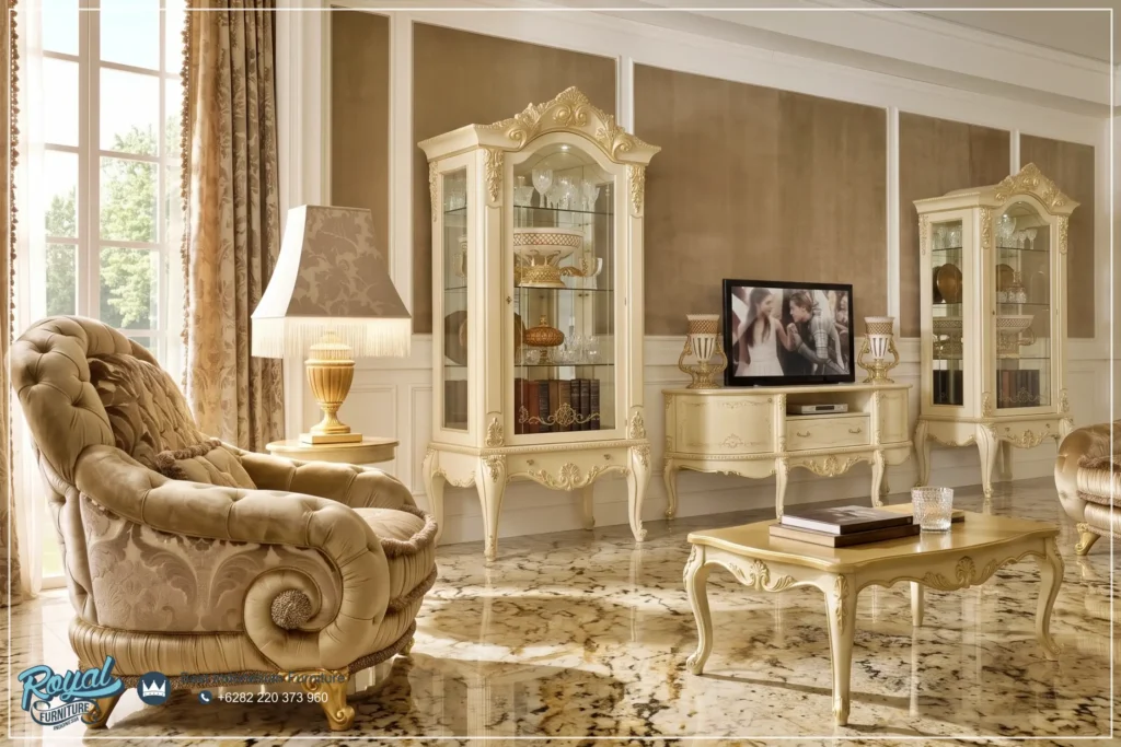 Model 1 Set Bufet TV Lemari Hias Kaca Mewah Europe Style Terbaru