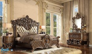 Set Tempat Tidur Mewah Klasik Eropa Antique Gold Duco