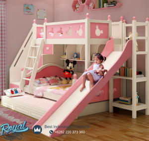 Model Tempat Tidur Anak Mickey Mouse Pink Ada Perosotan