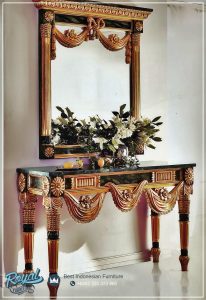 Console Table Meja Cermin Mewah Ukiran Klasik Terbaru Italy