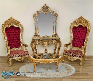 Console Table Set Sofa Mewah Ukiran Golden Furnish Wing Chair