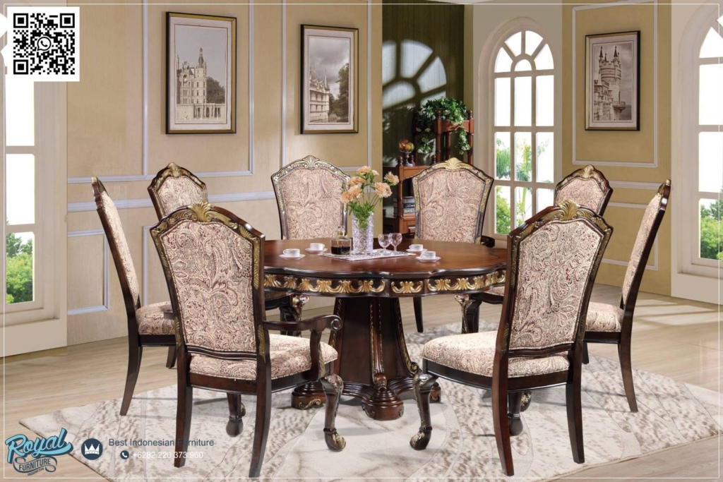 Desain Meja Makan Mewah, Kursi Makan Mewah, Meja Makan Klasik, Meja Makan Klasik 10 Kursi, Meja Makan Klasik 6 Kursi, Meja Makan Klasik 8 Kursi, Meja Makan Klasik Bundar, Meja Makan Klasik Eropa, Meja Makan Klasik Jati, Meja Makan Mewah, Meja Makan Mewah Kayu Jati, Elegance Round Dining Table Set Meja Makan 6 Kursi Jati Klasik Jepara