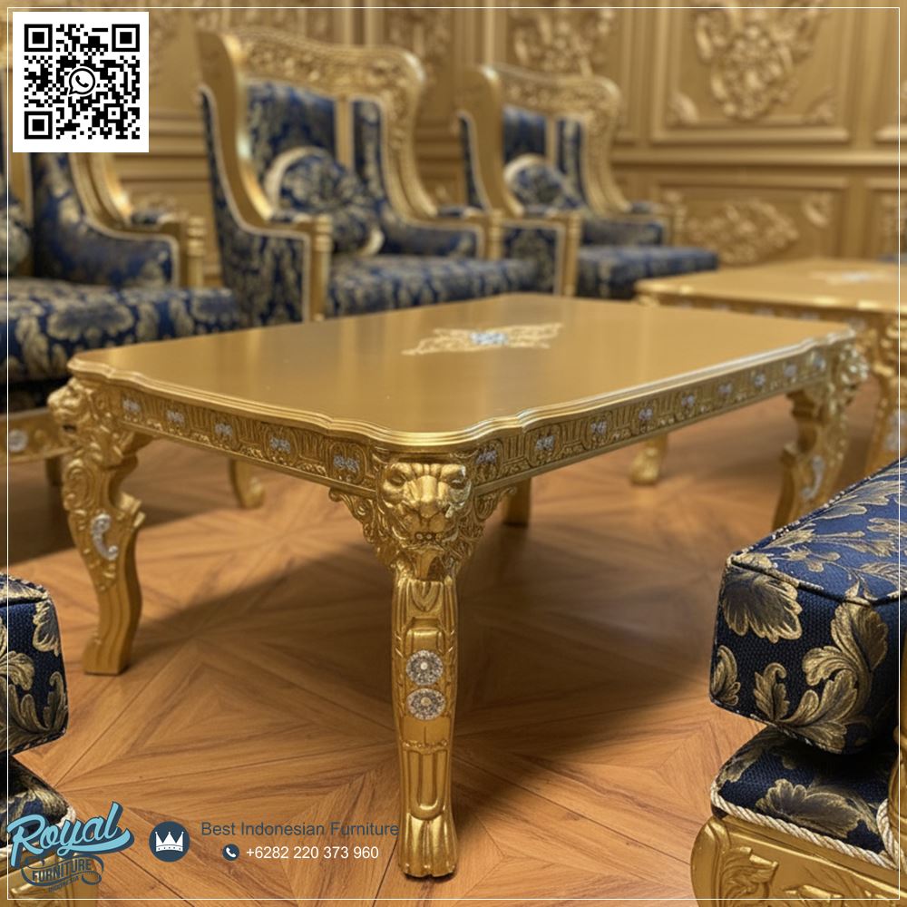 Jual Meja Tamu Klasik Gold Mewah Rococo Style