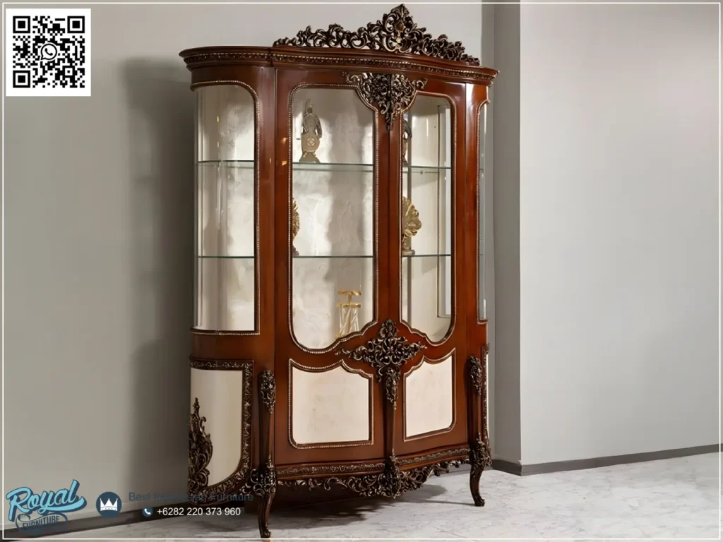 Lemari Kaca Hias Klasik Ukiran Jati Jepara