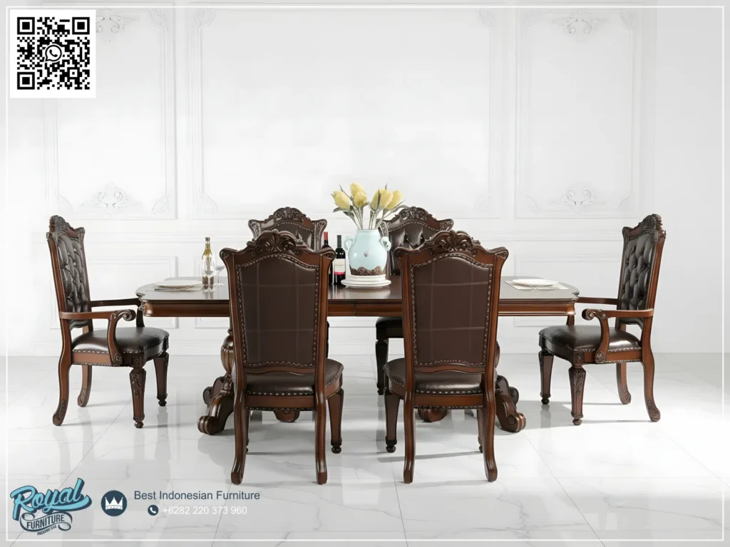 Set Meja Makan Klasik Jepara - Kursi Makan Kulit Asli, Desain Meja Makan Mewah, Kursi Makan Mewah, Meja Makan Bundar, Meja Makan Elegan, Meja Makan Klasik, Meja Makan Klasik 10 Kursi, Meja Makan Klasik 12 Kursi, Meja Makan Klasik 6 Kursi, Meja Makan Klasik 8 Kursi, Meja Makan Klasik Eropa, Meja Makan Klasik Kayu Jati, Meja Makan Klasik Modern, Meja Makan Marmer, Meja Makan Mewah, Meja Makan Mewah Emas, Meja Makan Mewah Kayu Jati, Meja Makan Mewah Modern, Meja Makan Minimalis, Meja Makan Ukir Jepara, Ruang Makan Mewah
