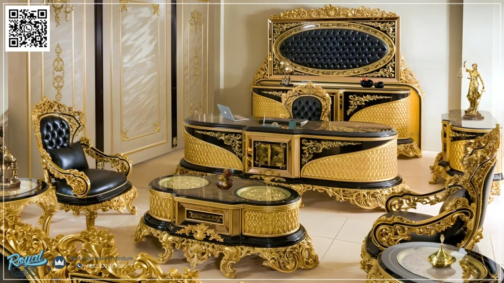 Ruangan Meja Direktur Mewah Luxury Gold Leaf Klasik, Desain Meja Kerja, Kursi Kantor Direktur, Meja Direktur HPL, Meja Direktur Kayu Jati, Meja Direktur Mewah, Meja Direktur Minimalis, Meja Direktur Modern, Meja Kantor Kayu Jati, Meja Kantor Klasik, Meja Kantor Minimalis, Meja Kerja Direktur, Meja Kerja Klasik, Meja Kerja Manager, Meja Kerja Minimalis, Meja Kerja Ukir Jepara, Ruang Kerja Klasik, Ruangan Kerja Direktur