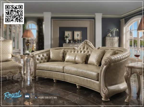 Sofa 3 Dudukan Kulit Asli Desain Klasik Jepara Turkey