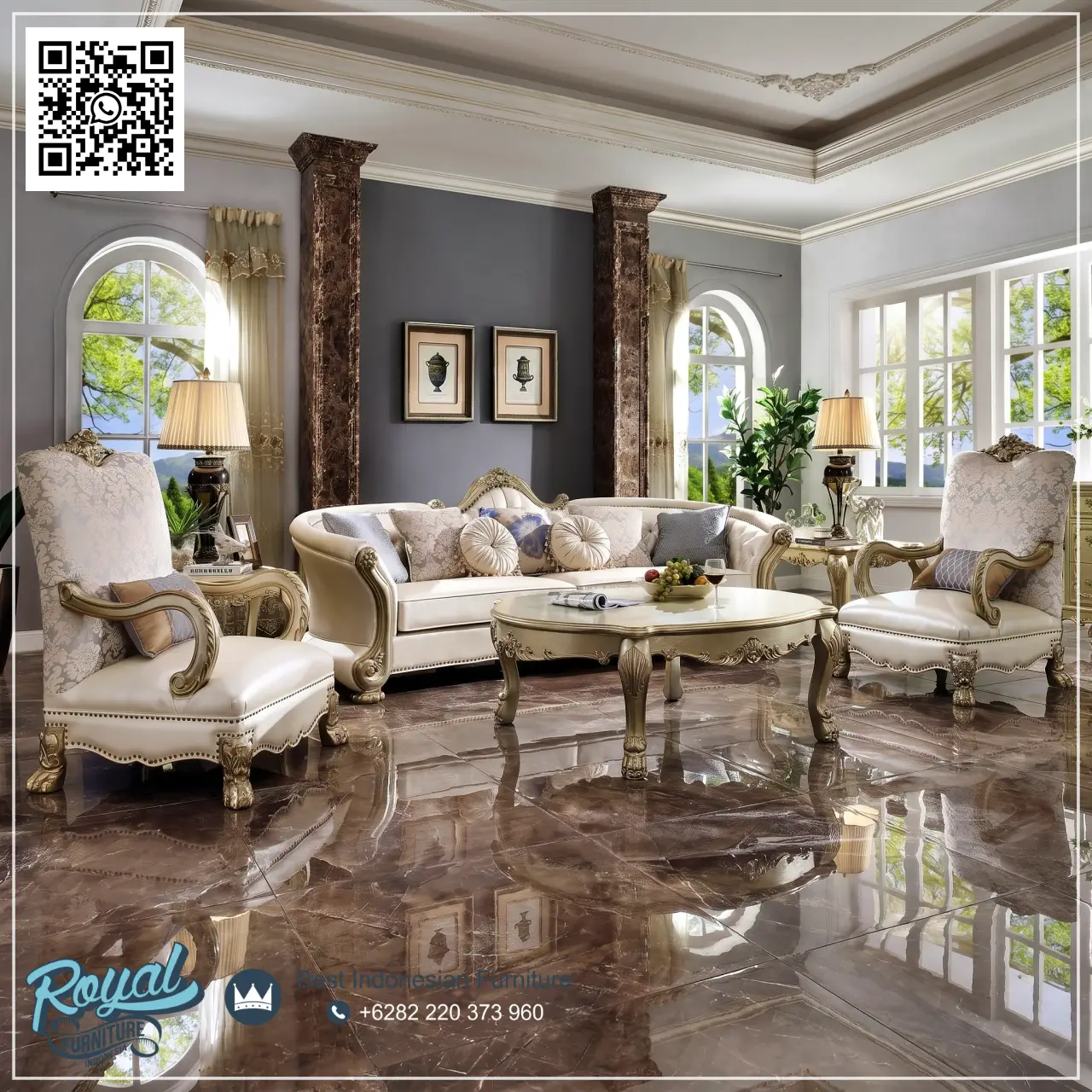 Set Sofa Tamu Mewah Gold Dresden