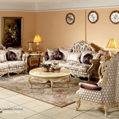 Set Sofa Ruang Tamu Klasik Mewah Ukir Jepara 3-2-2-1