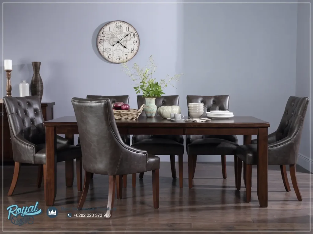 Meja Makan Minimalis Modern Kayu Jati Mebel Jepara Vintage Terbaru Kulit Asli